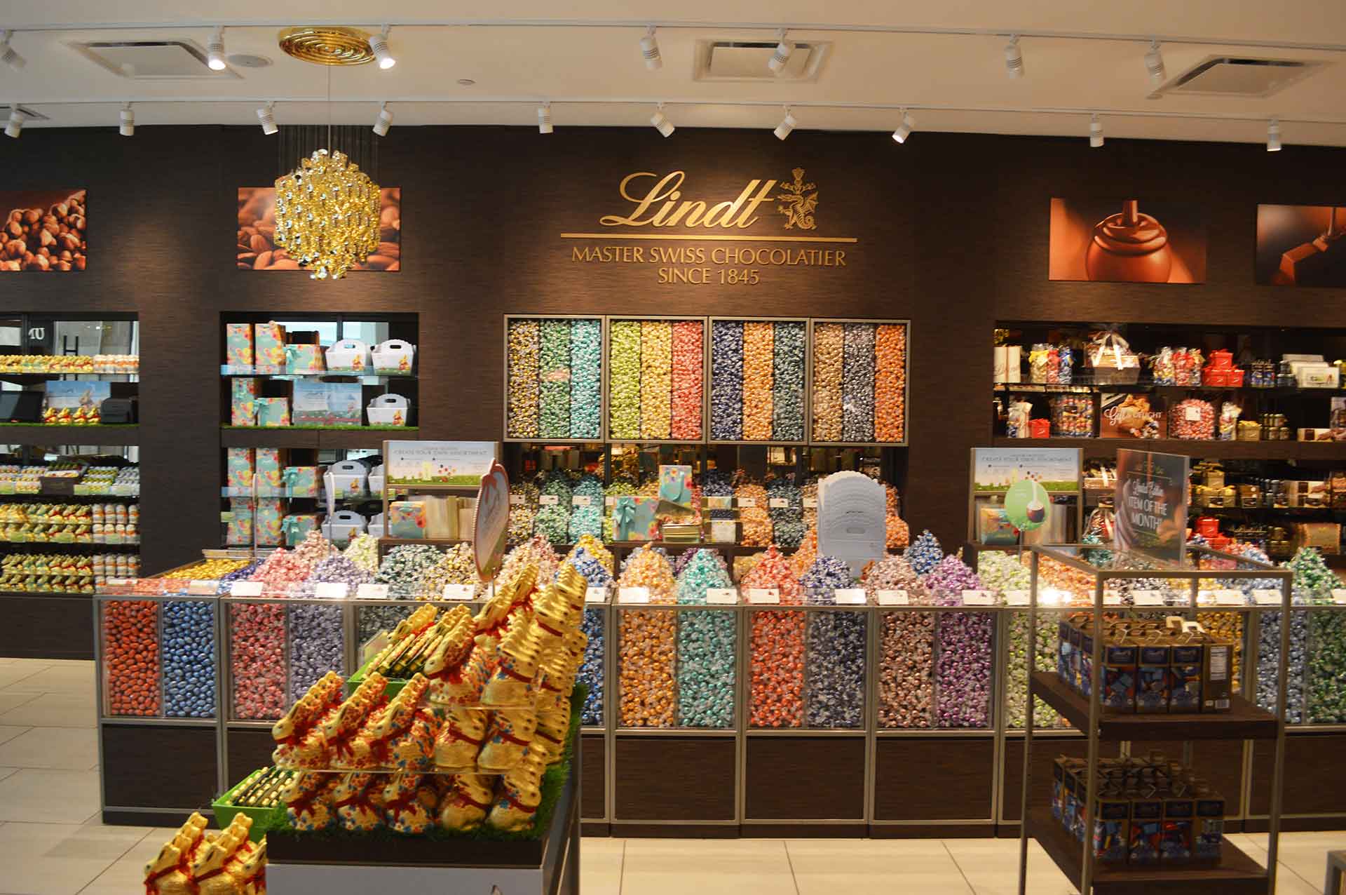 rows of candy at lindt